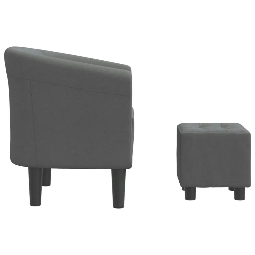 Tub Chair with Footstool Dark Grey Fabric 356437