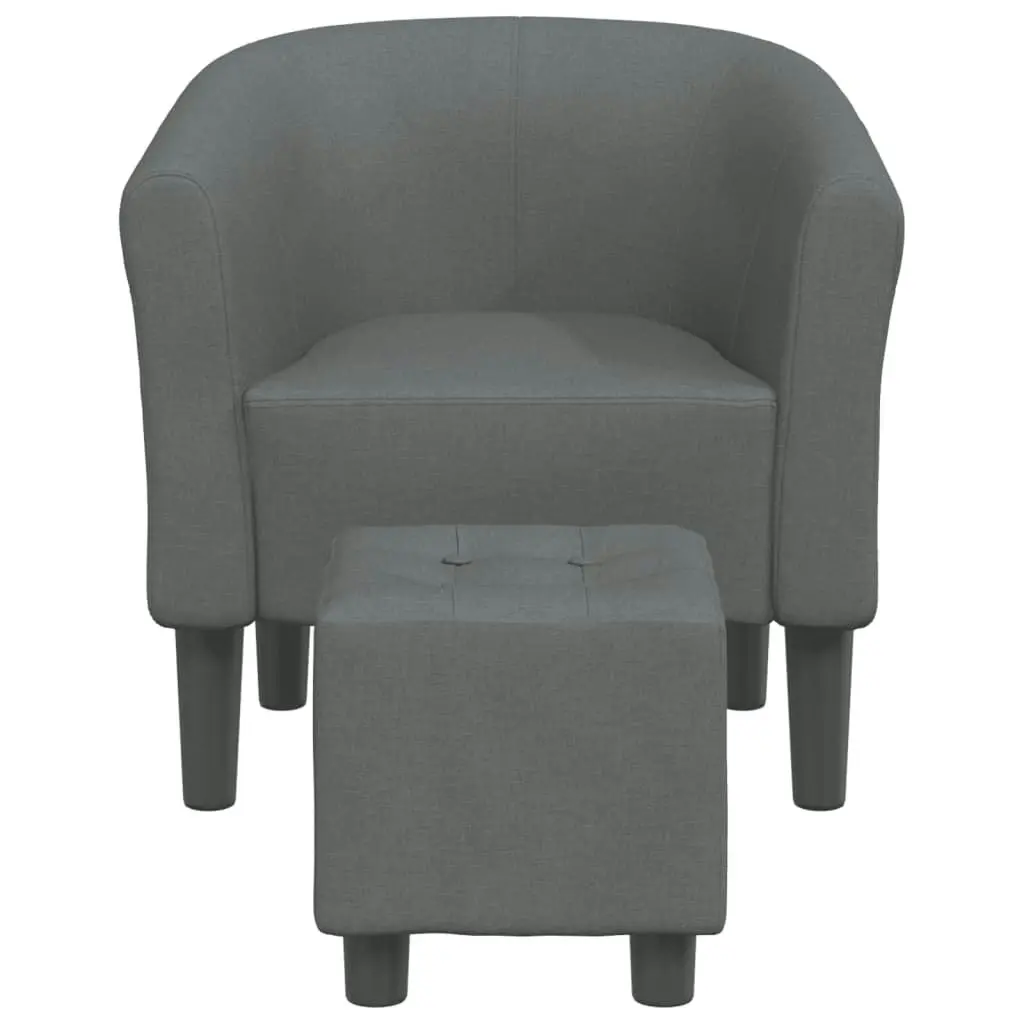 Tub Chair with Footstool Dark Grey Fabric 356437