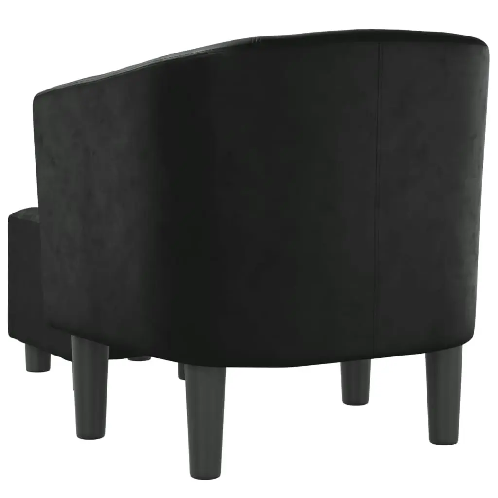 Tub Chair with Footstool Black Faux Leather 356491