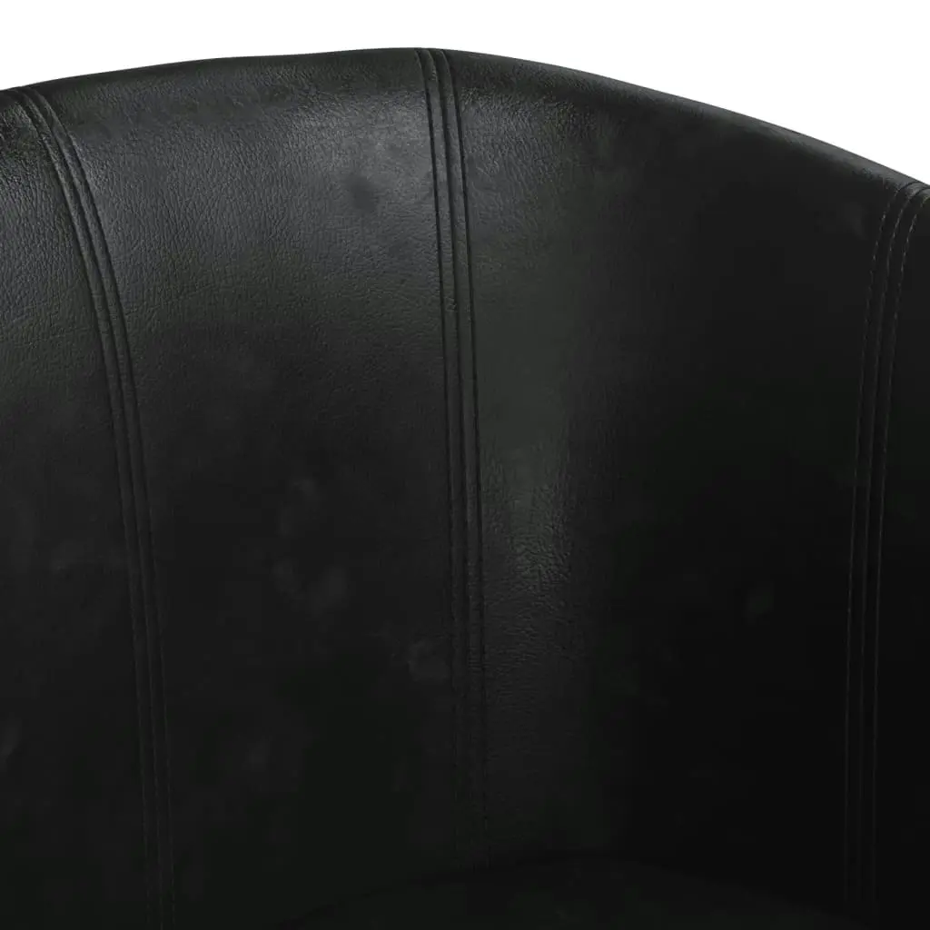 Tub Chair with Footstool Black Faux Leather 356491