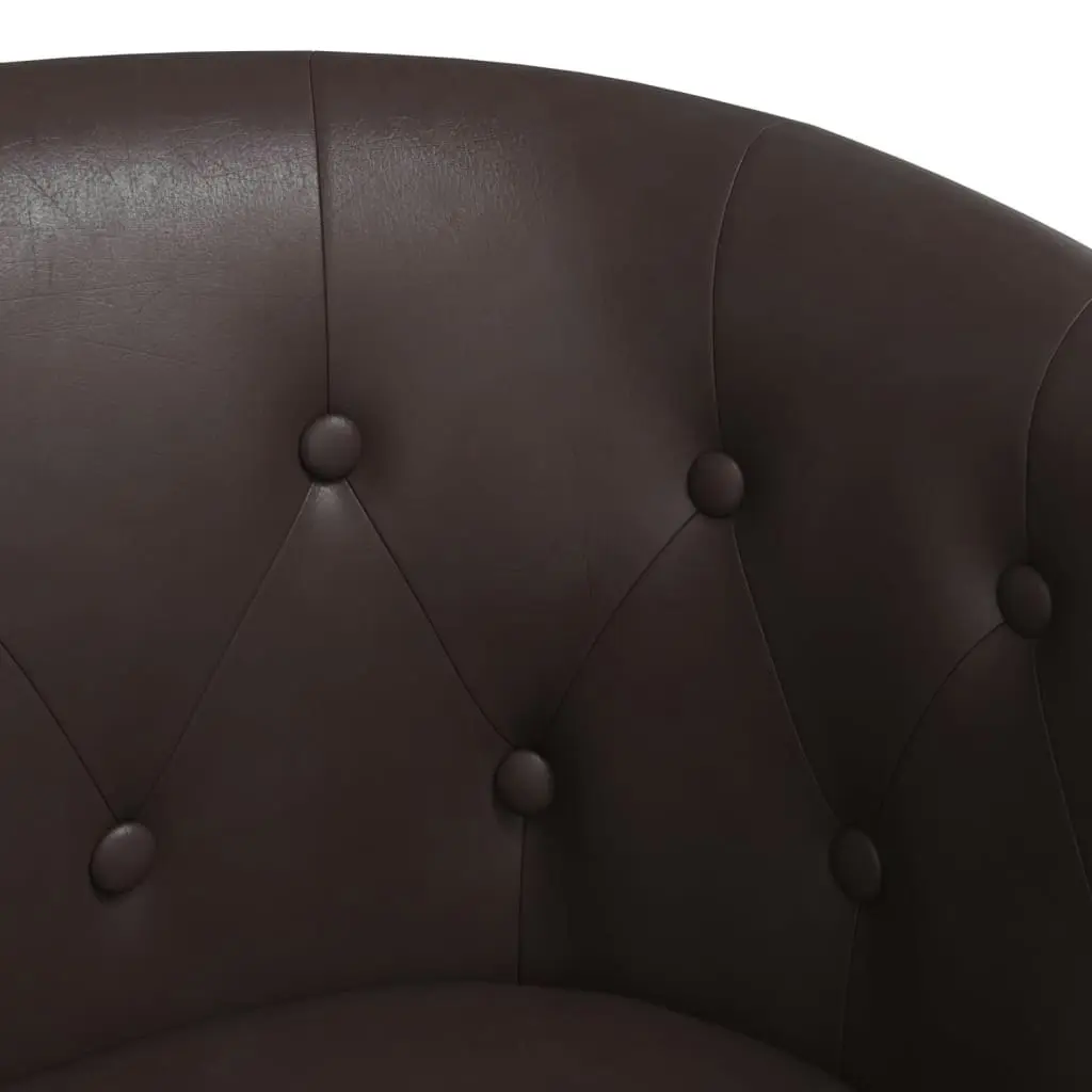 Tub Chair with Footstool Brown Faux Leather 356465