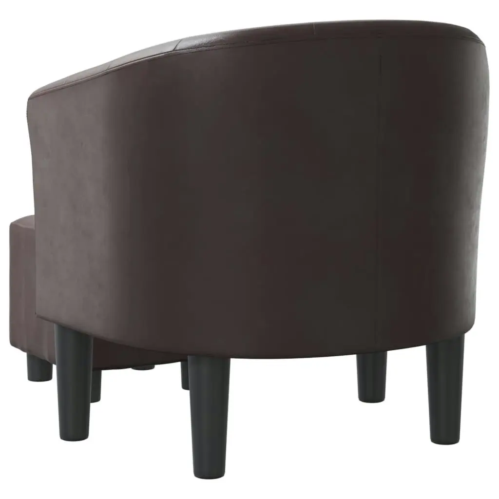 Tub Chair with Footstool Brown Faux Leather 356465