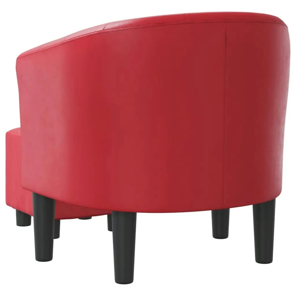 Tub Chair with Footstool Red Faux Leather 356468