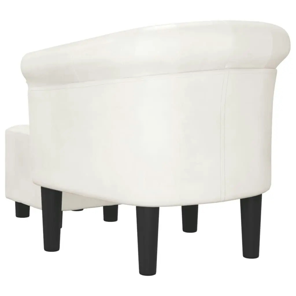 Tub Chair with Footstool White Faux Leather 356503