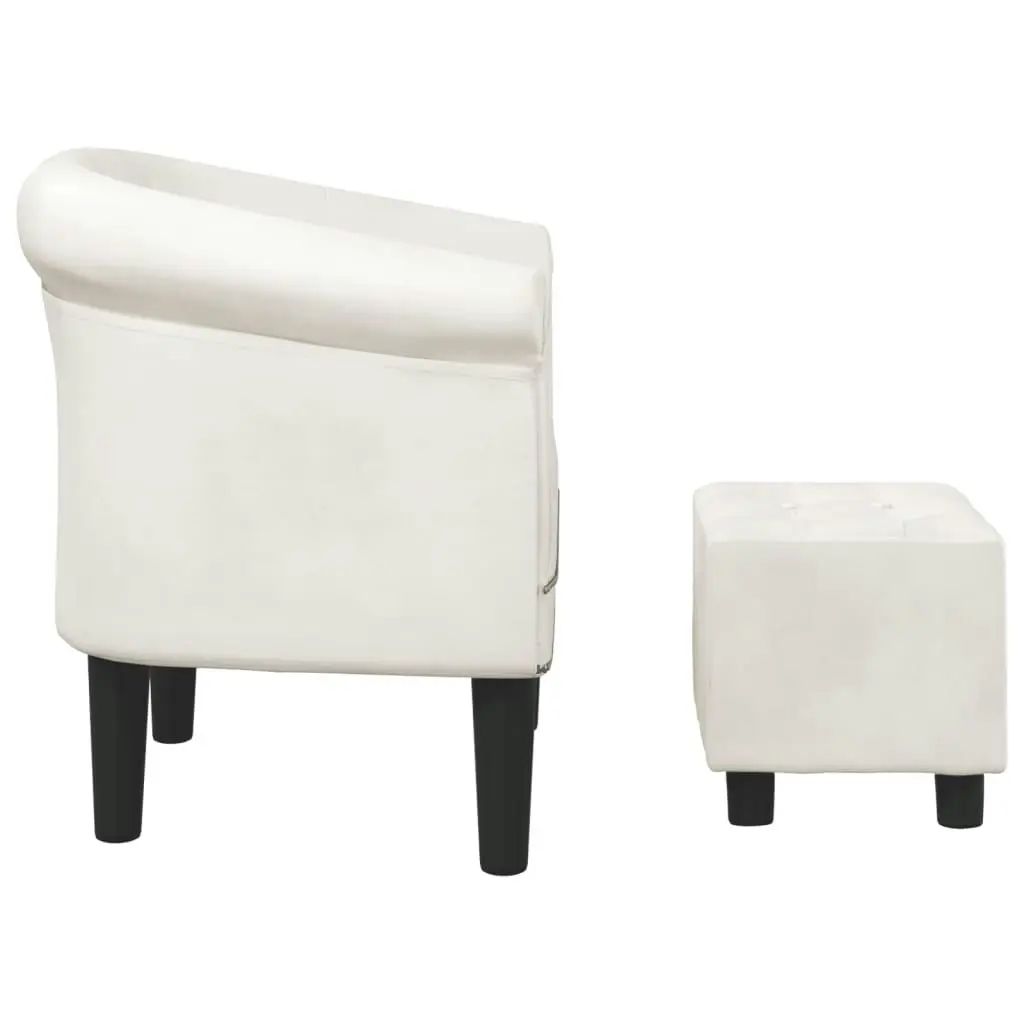 Tub Chair with Footstool White Faux Leather 356503