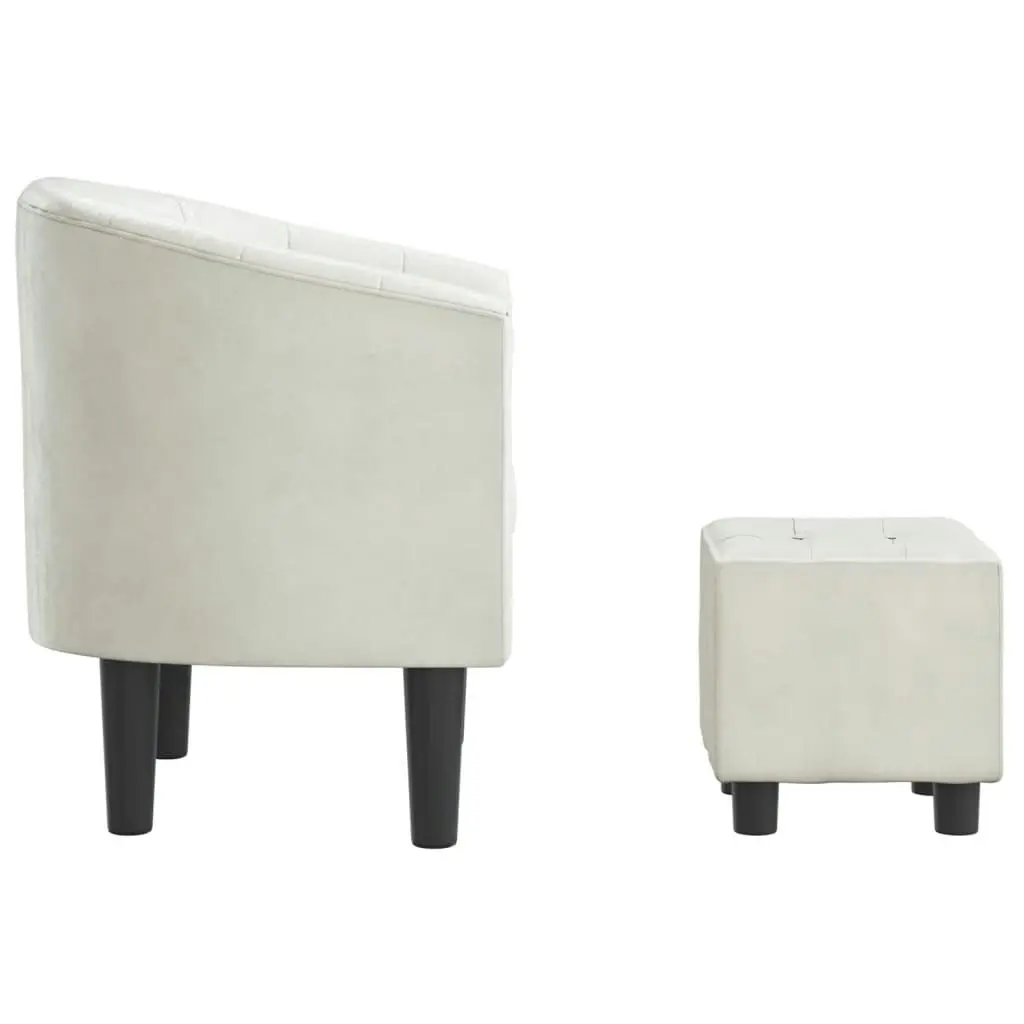 Tub Chair with Footstool White Faux Leather 356466