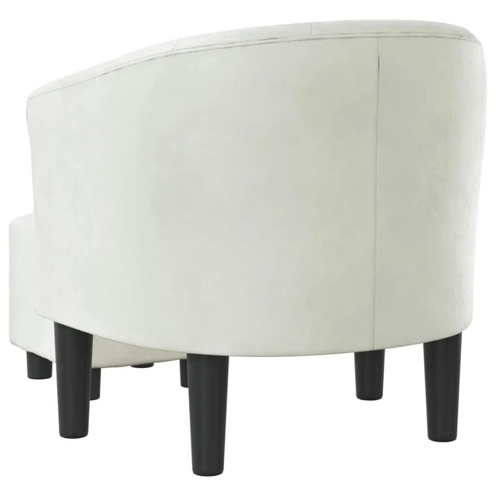 Tub Chair with Footstool White Faux Leather 356466