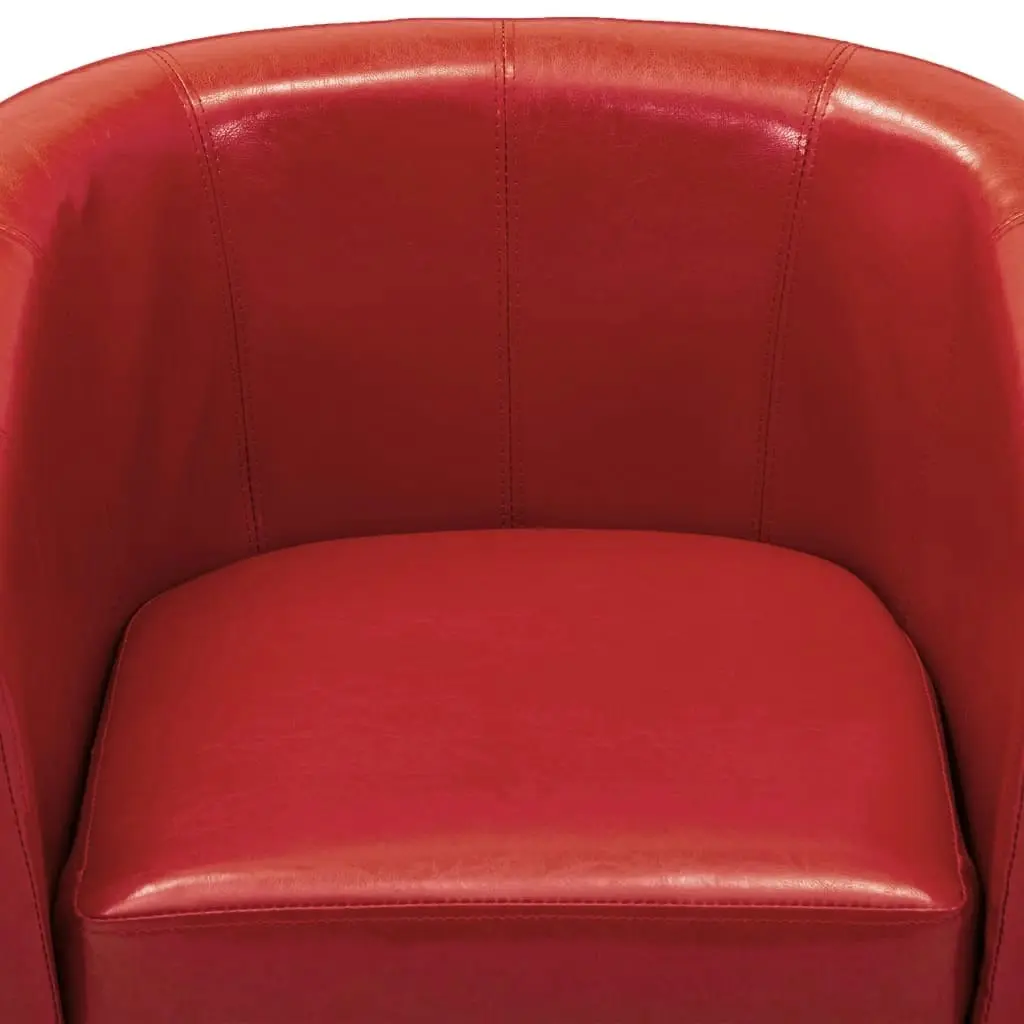 Tub Chair with Footstool Red Faux Leather 248062