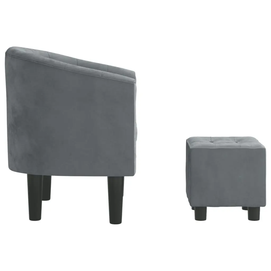 Tub Chair with Footstool Dark Grey Velvet 356478