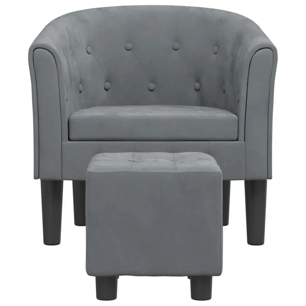 Tub Chair with Footstool Dark Grey Velvet 356478