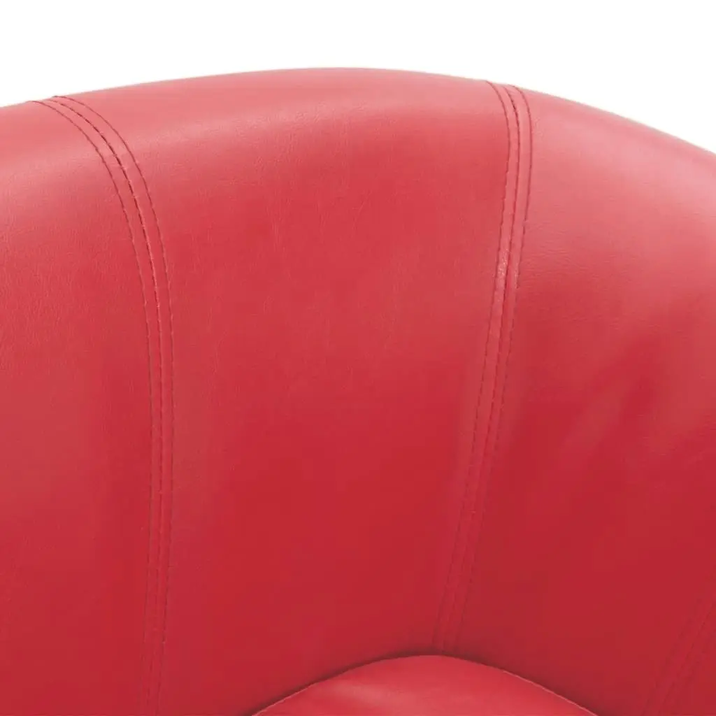 Tub Chair with Footstool Red Faux Leather 356496