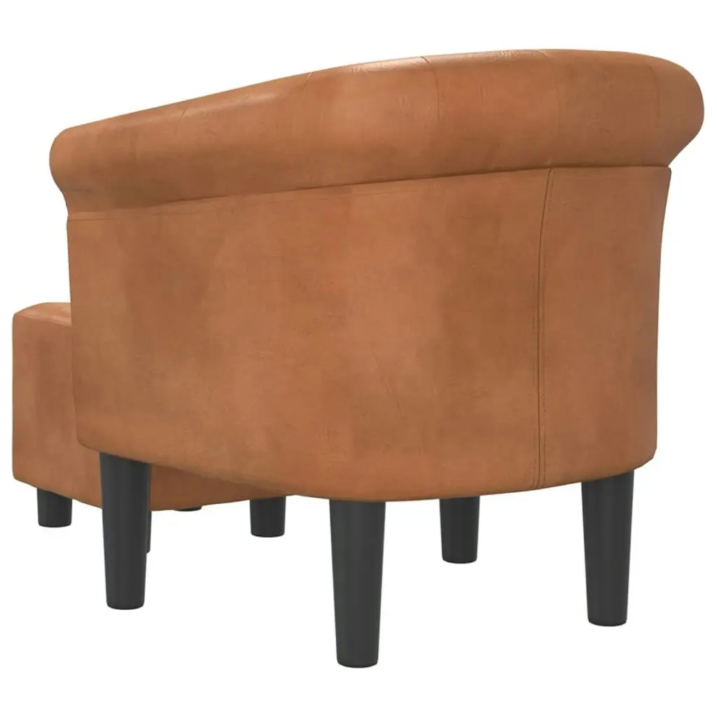 Tub Chair with Footstool Brown Faux Leather 356501