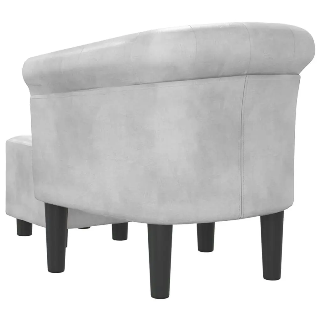 Tub Chair with Footstool Silver Faux Leather 356502