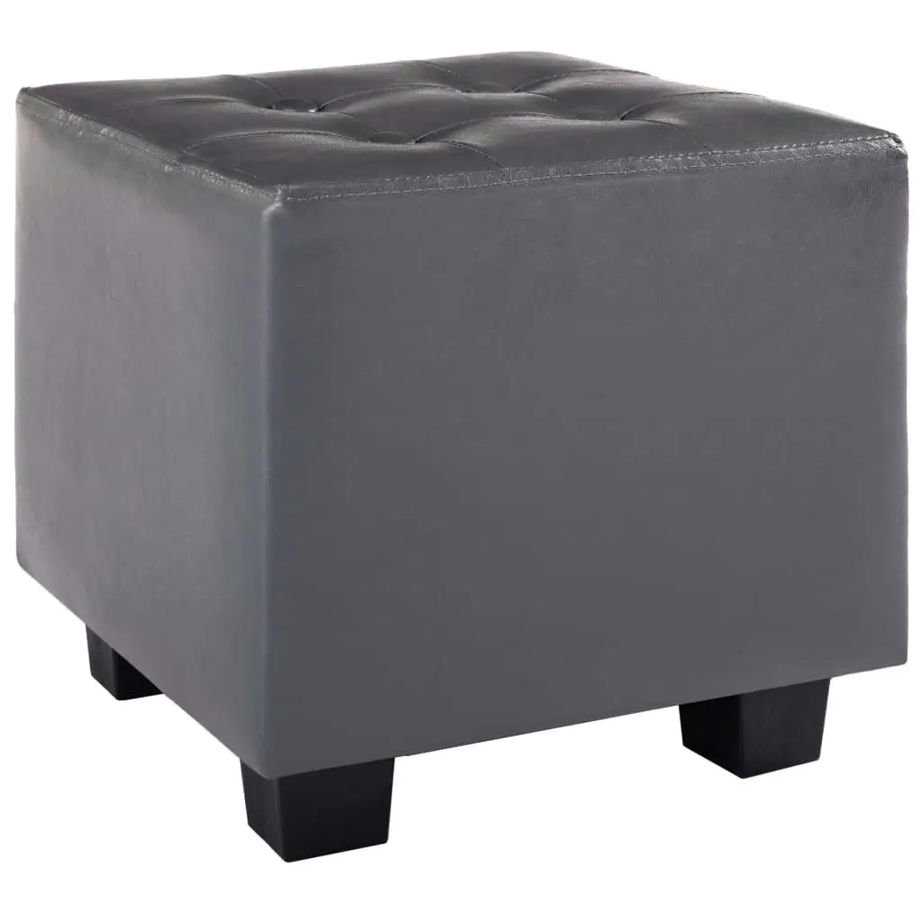 Tub Chair with Footstool Grey Faux Leather 248046