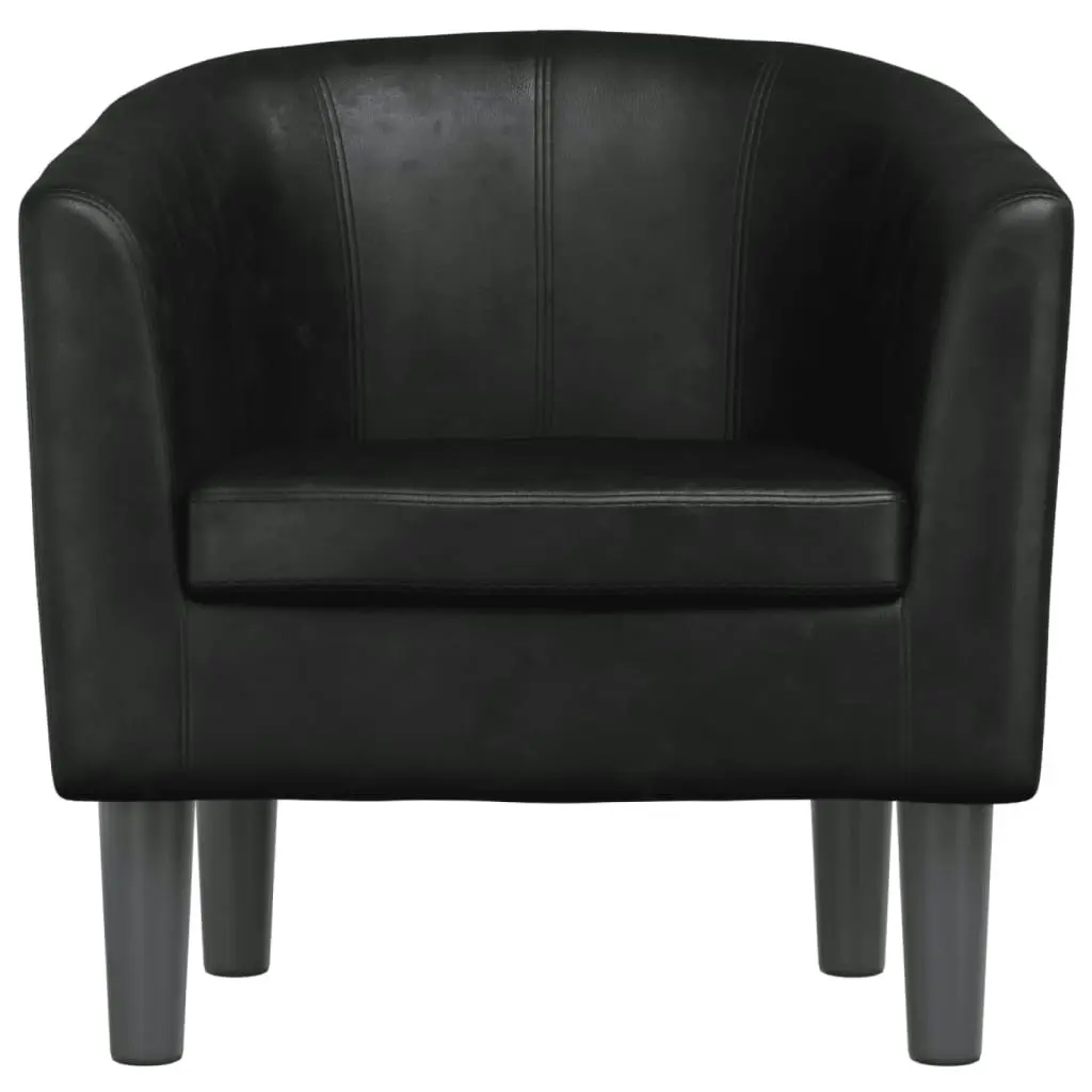 Tub Chair Black Faux Leather 356485