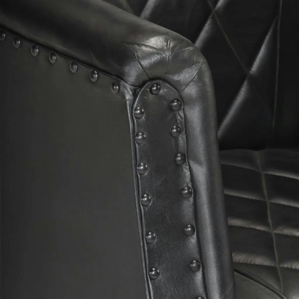 Tub Chair Black Real Goat Leather 286617