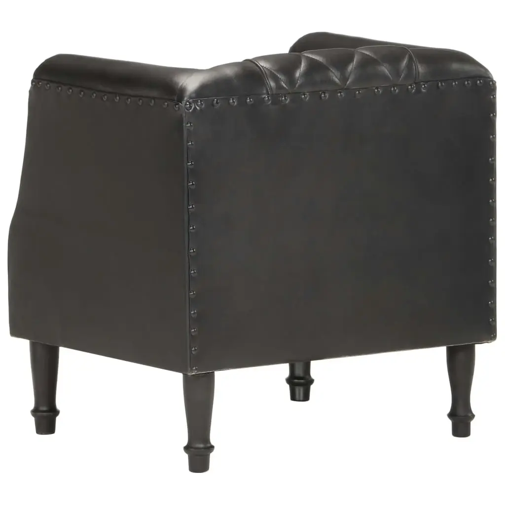 Tub Chair Black Real Goat Leather 286617