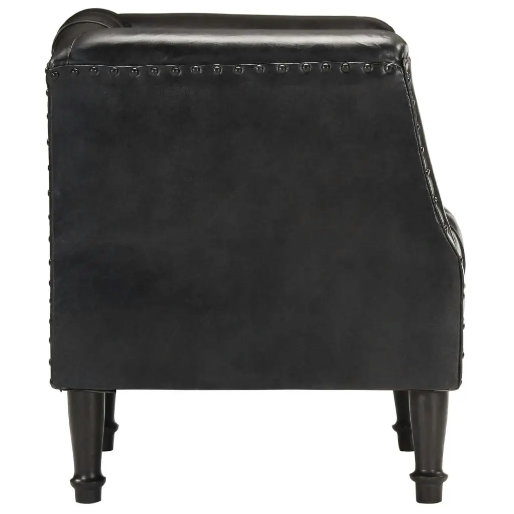 Tub Chair Black Real Goat Leather 286617