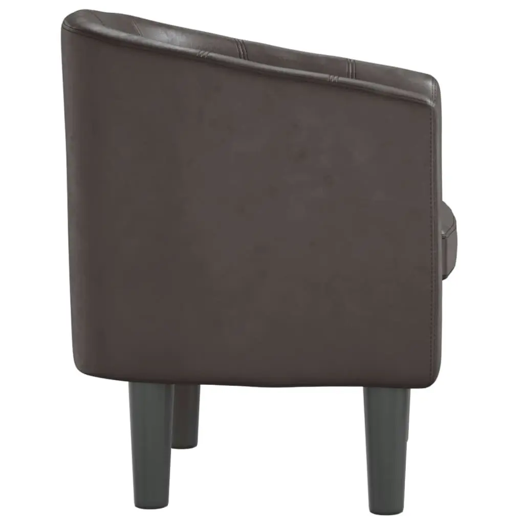 Tub Chair Brown Faux Leather 356487