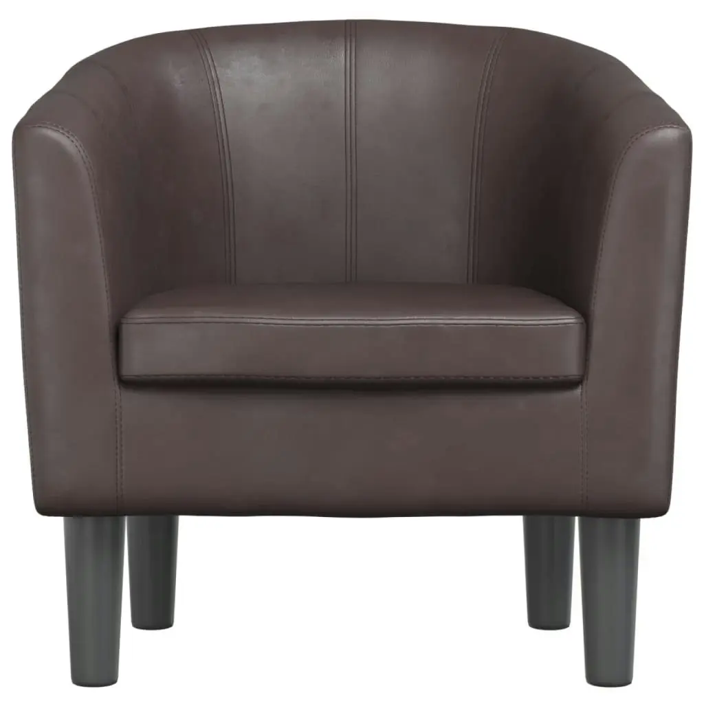 Tub Chair Brown Faux Leather 356487