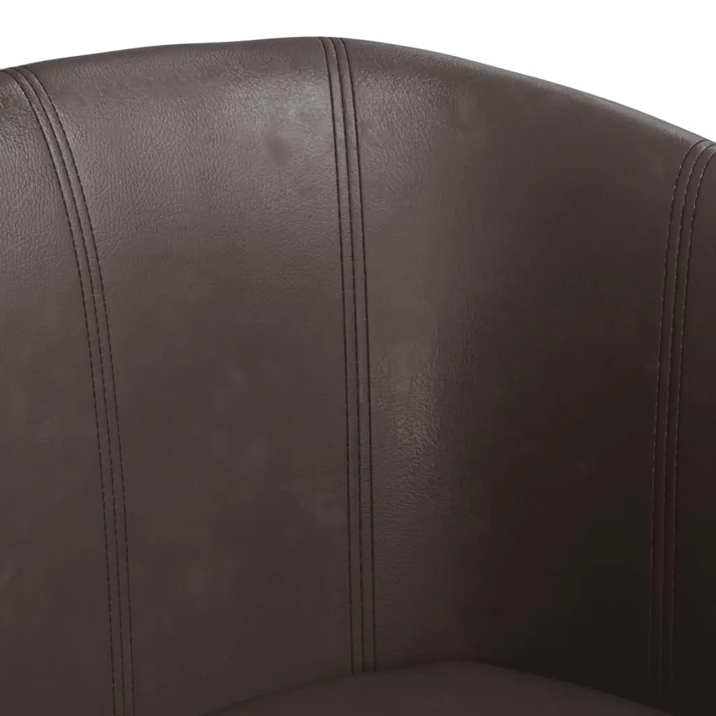 Tub Chair Brown Faux Leather 356487