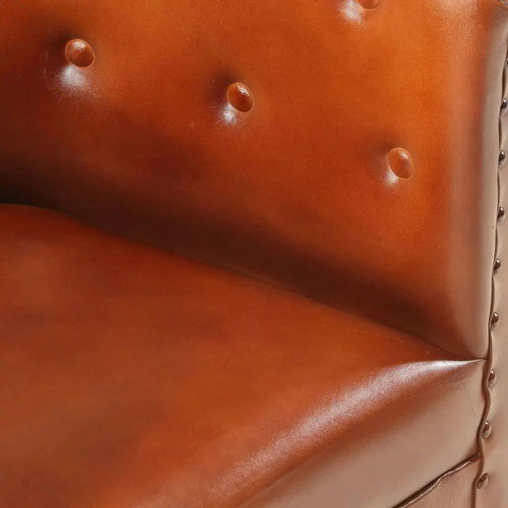 Tub Chair Brown Real Leather 286592