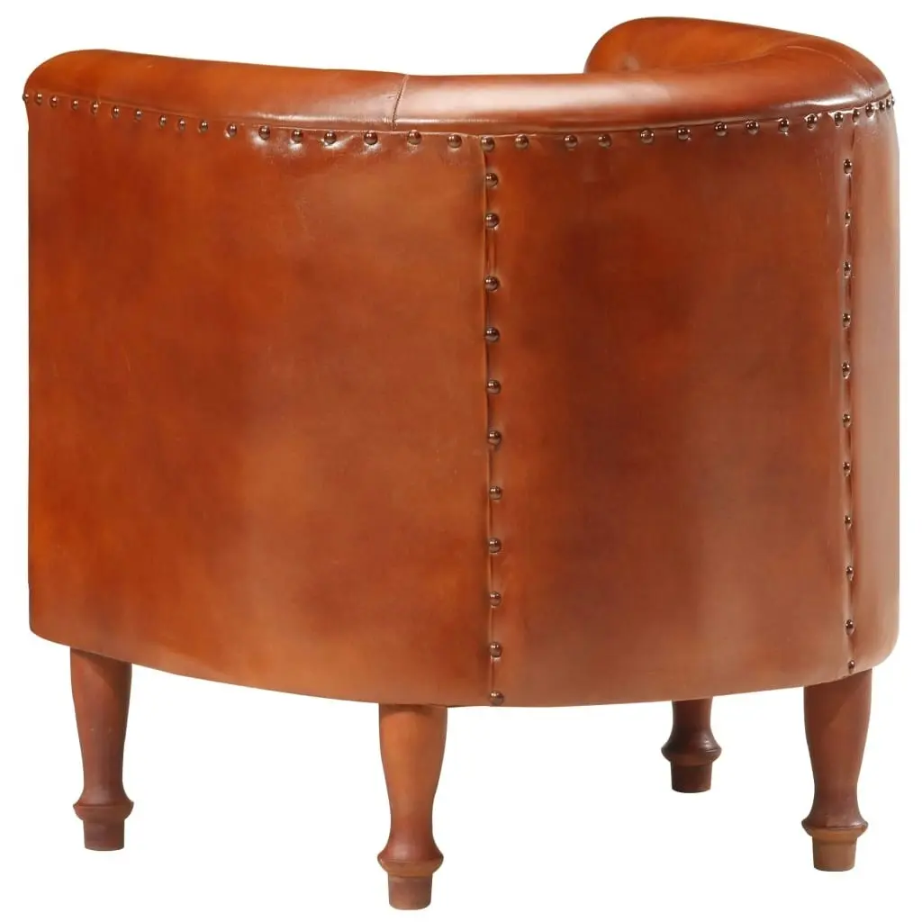 Tub Chair Brown Real Leather 286592