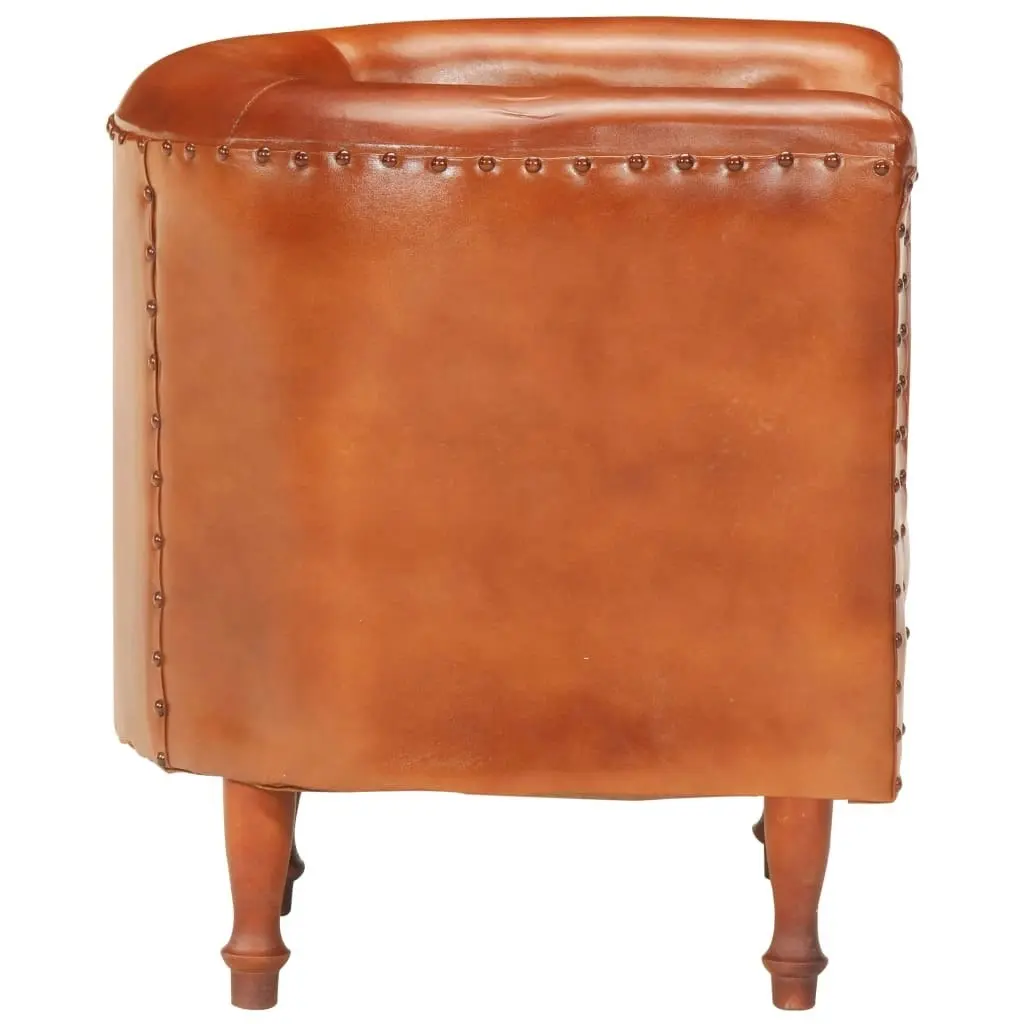 Tub Chair Brown Real Leather 286592