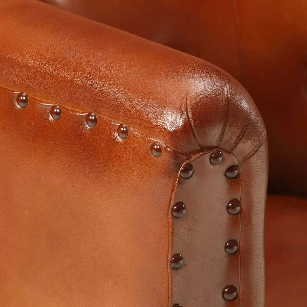 Tub Chair Brown Real Leather 286592