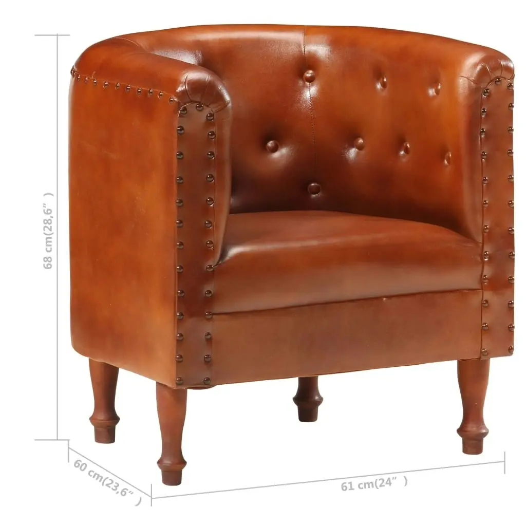 Tub Chair Brown Real Leather 286592