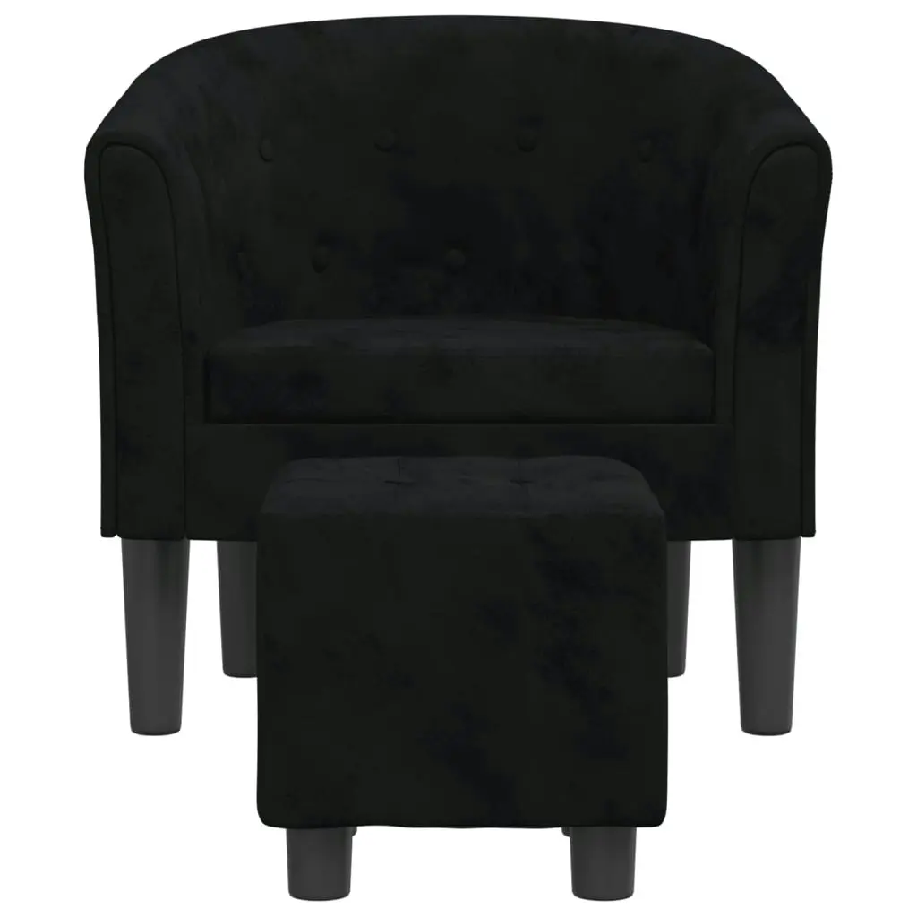 Tub Chair with Footstool Black Velvet 356479