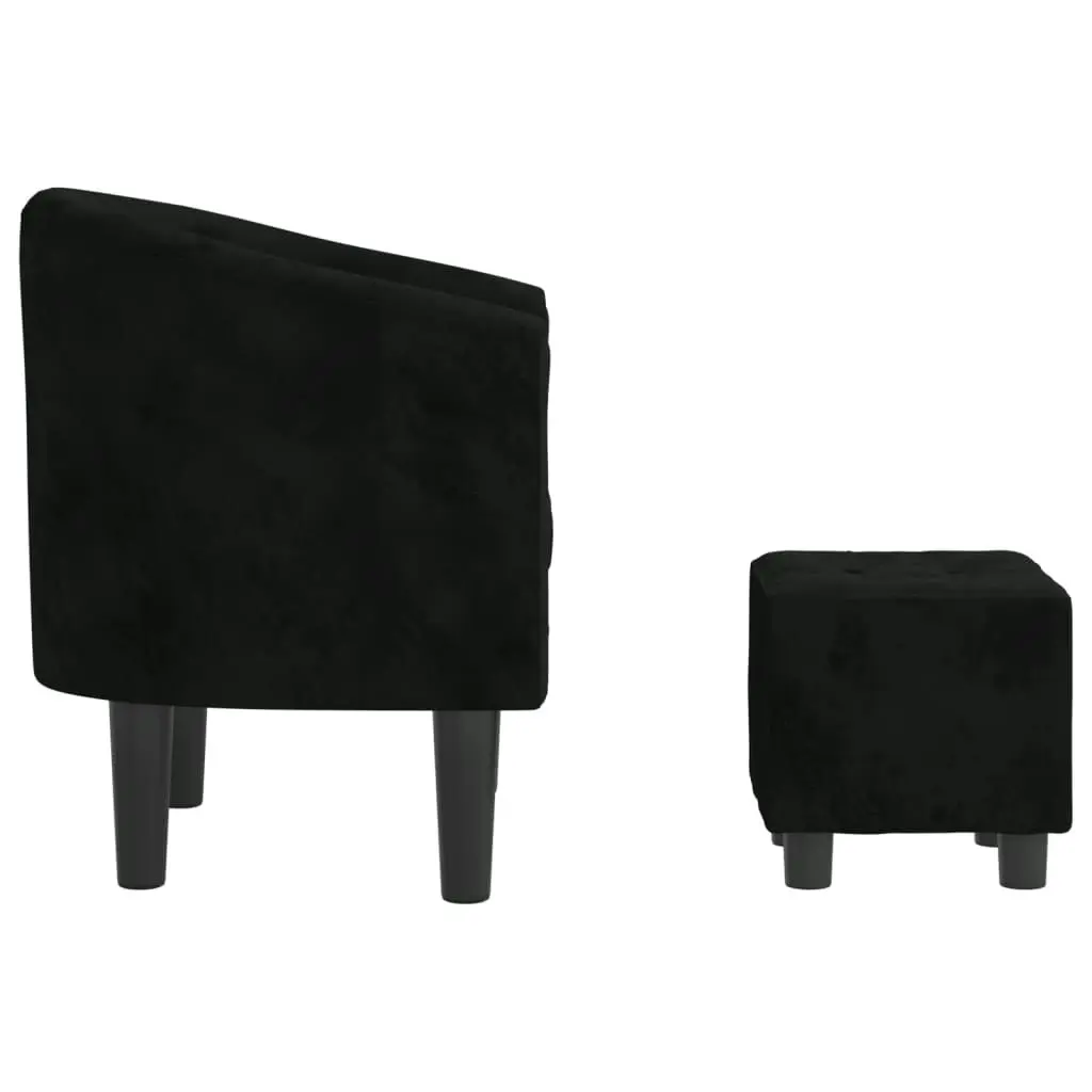 Tub Chair with Footstool Black Velvet 356479