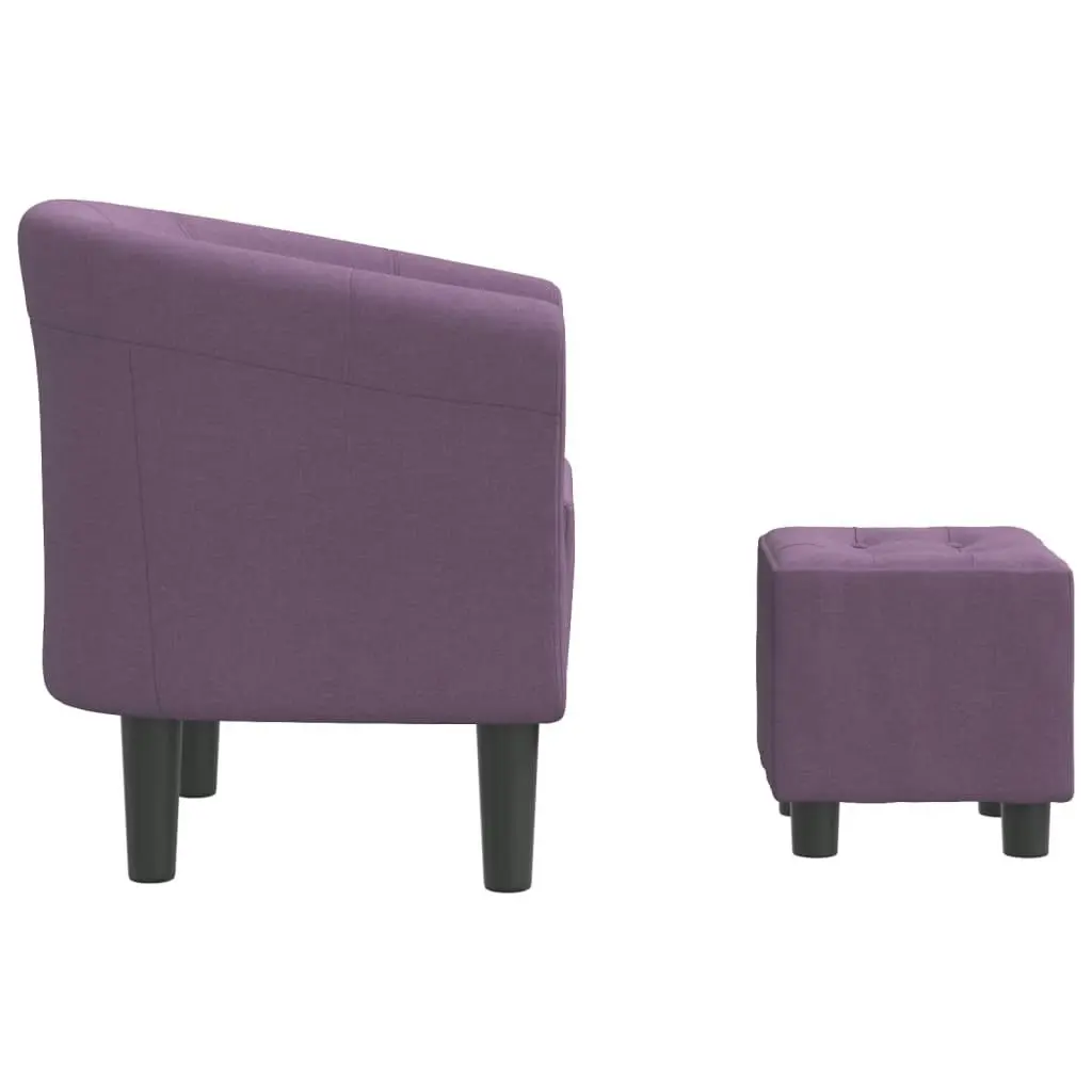 Tub Chair with Footstool Purple Fabric 356440