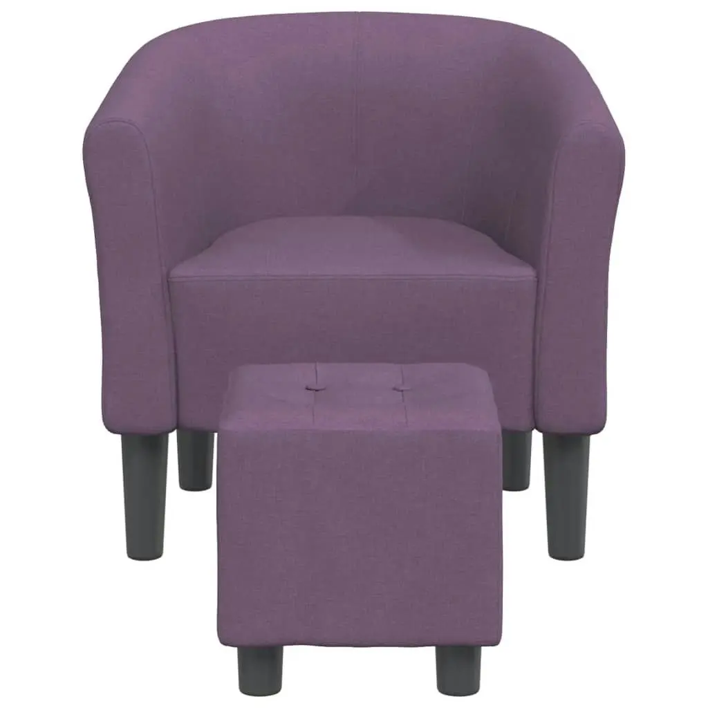 Tub Chair with Footstool Purple Fabric 356440