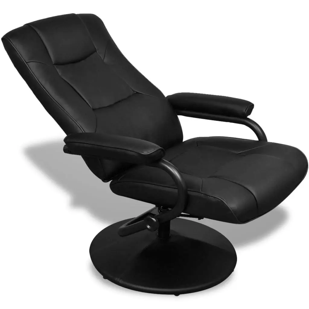 TV Armchair with Footstool Black Faux Leather 241535