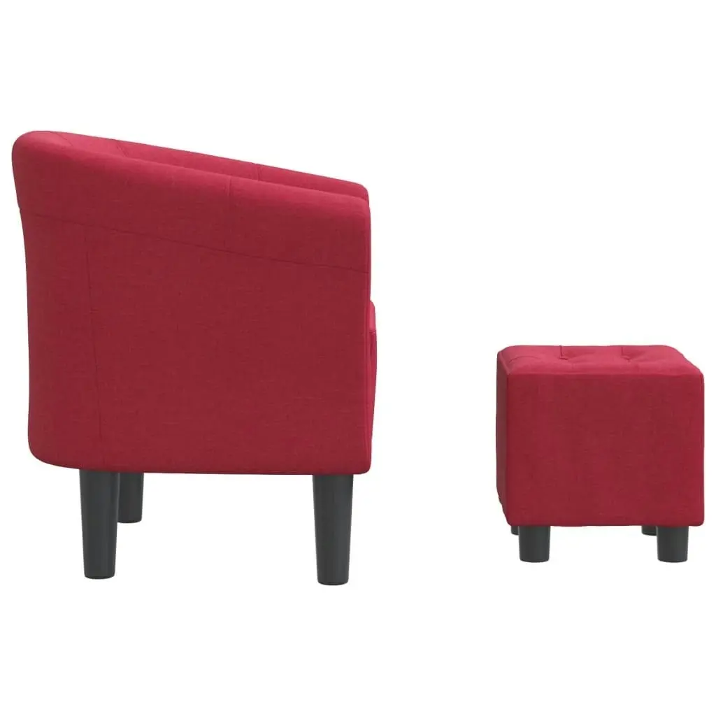 Tub Chair with Footstool Wine Red Fabric 356434