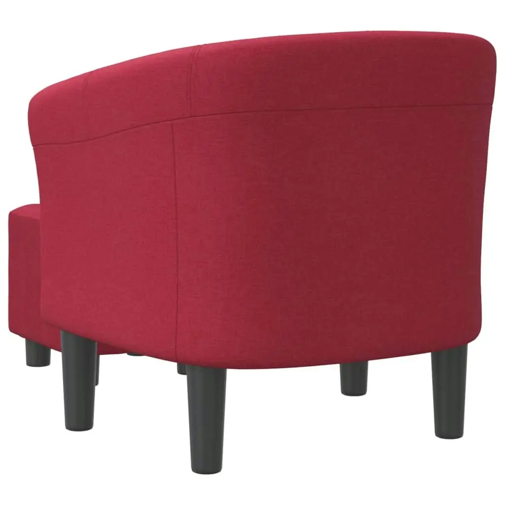 Tub Chair with Footstool Wine Red Fabric 356434