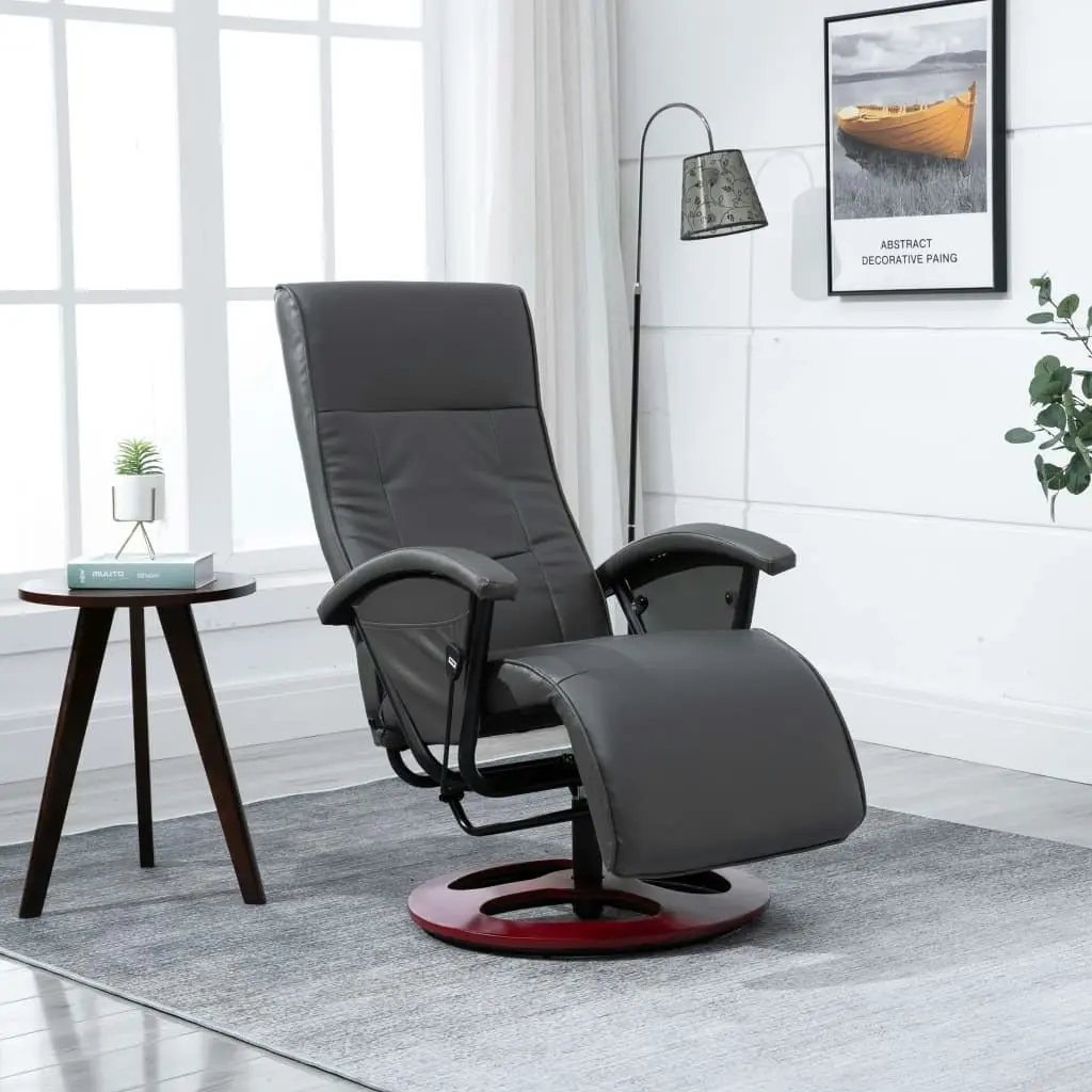 Swivel TV Armchair Grey Faux Leather 248450