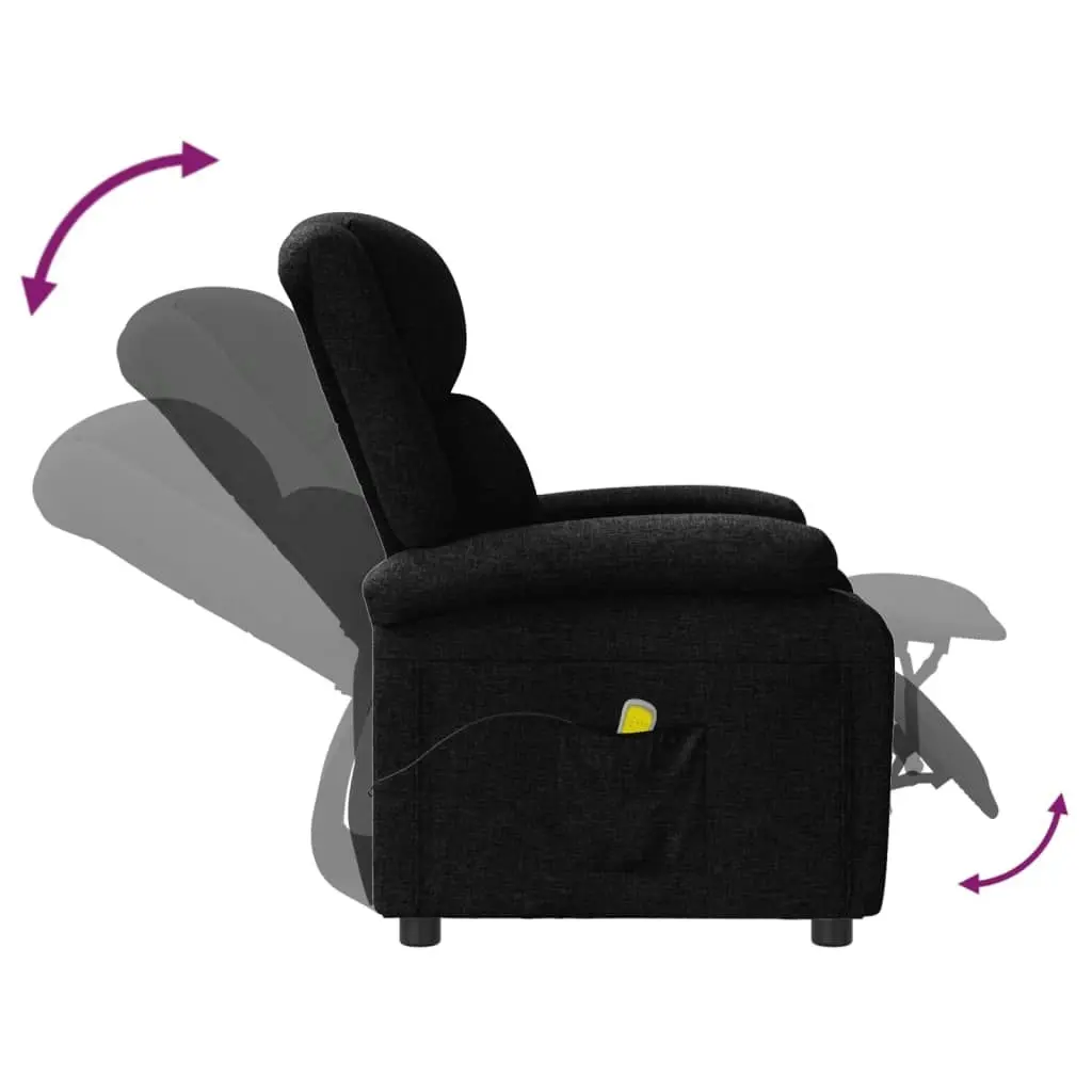 Wing Back Massage Chair Black Fabric 348450