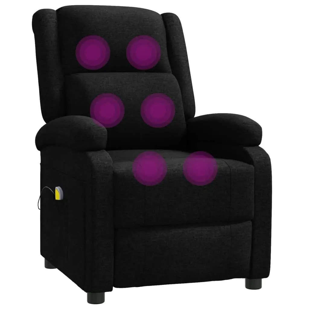 Wing Back Massage Chair Black Fabric 348450