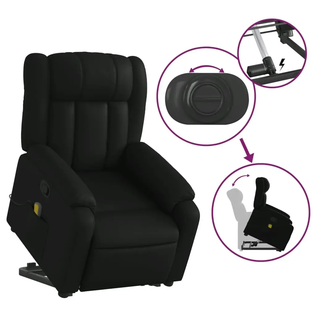 Electric Massage Recliner Chair Black Faux Leather 3205766