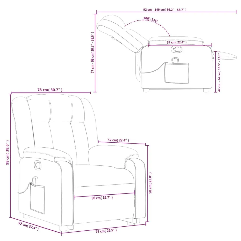 Electric Massage Recliner Chair Black Faux Leather 3205766