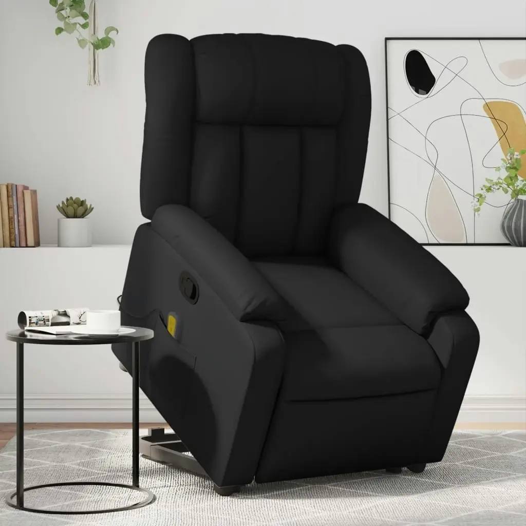 Electric Massage Recliner Chair Black Faux Leather 3205766