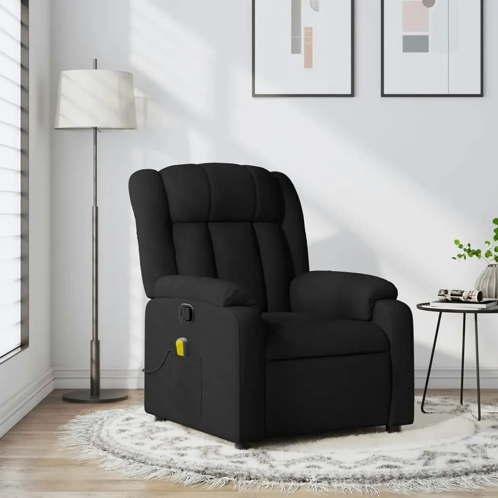 Massage Recliner Chair Black Fabric 3205778