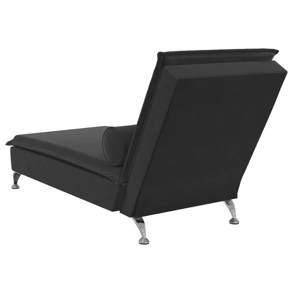 Massage Chaise Lounge with Bolster Black Velvet 379464