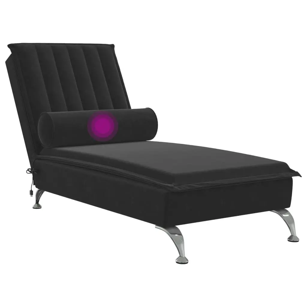 Massage Chaise Lounge with Bolster Black Velvet 379464