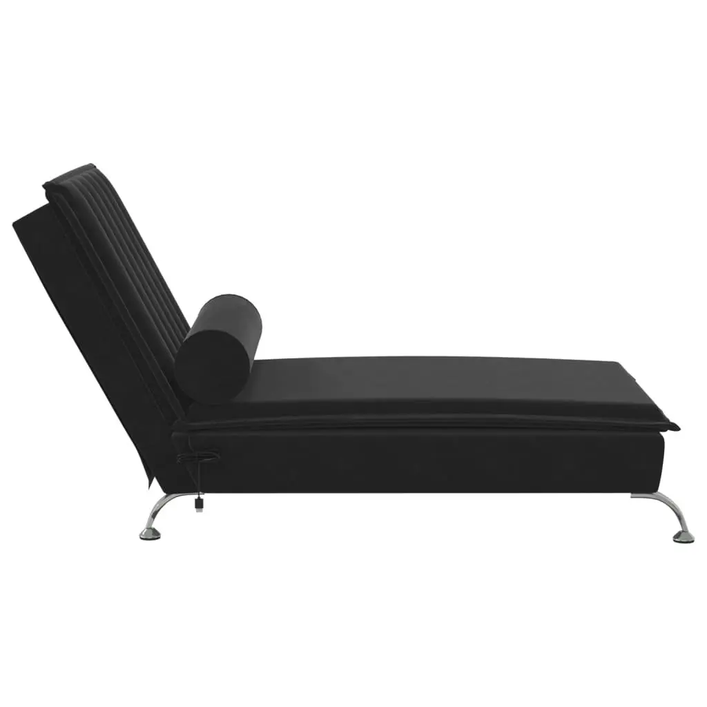 Massage Chaise Lounge with Bolster Black Velvet 379464