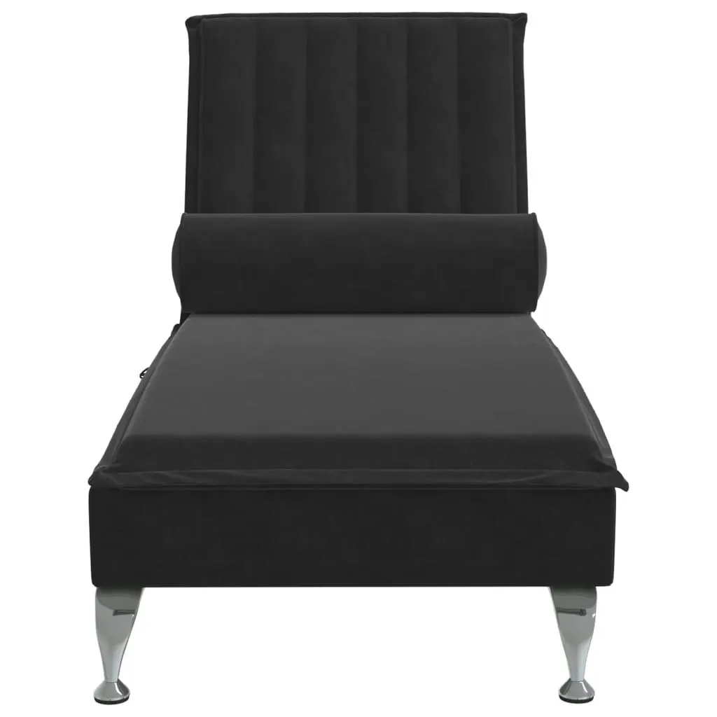 Massage Chaise Lounge with Bolster Black Velvet 379464