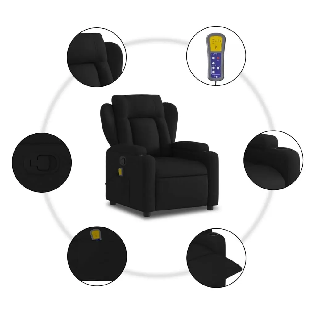 Massage Recliner Chair Black Fabric 3205570