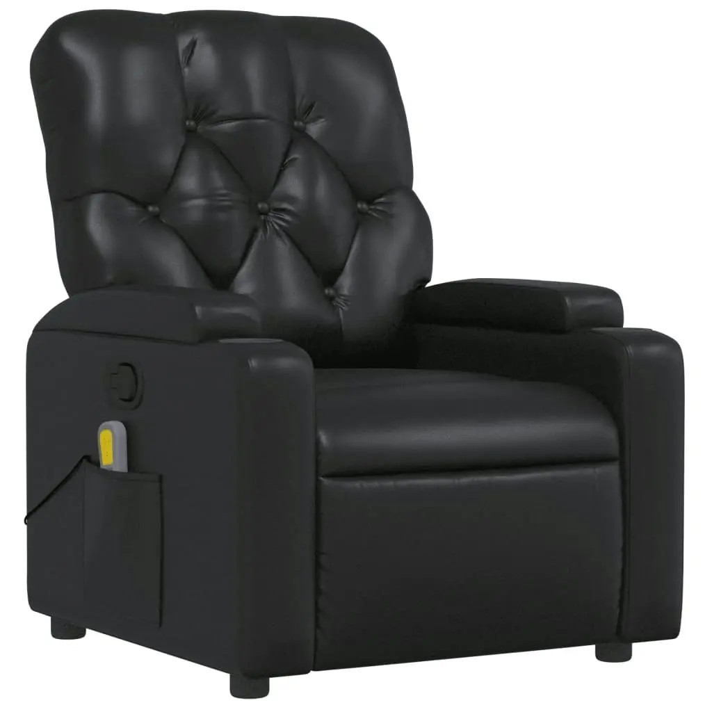 Massage Recliner Chair Black Faux Leather 372510